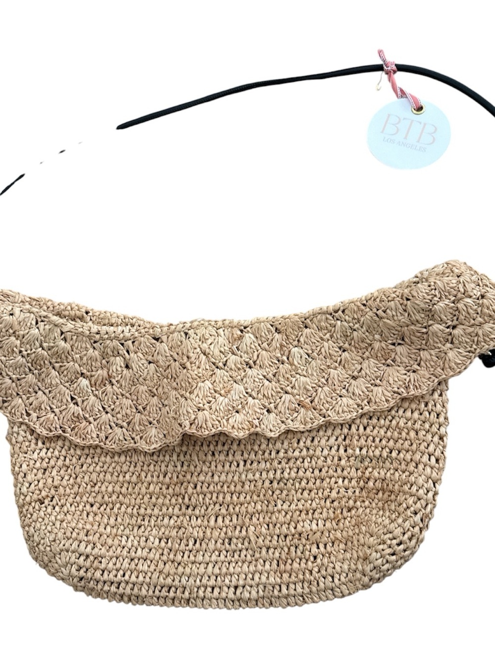 B2B Los Angeles Tessa Raffia Clutch/shoulder bag Natural Crochet NWT
